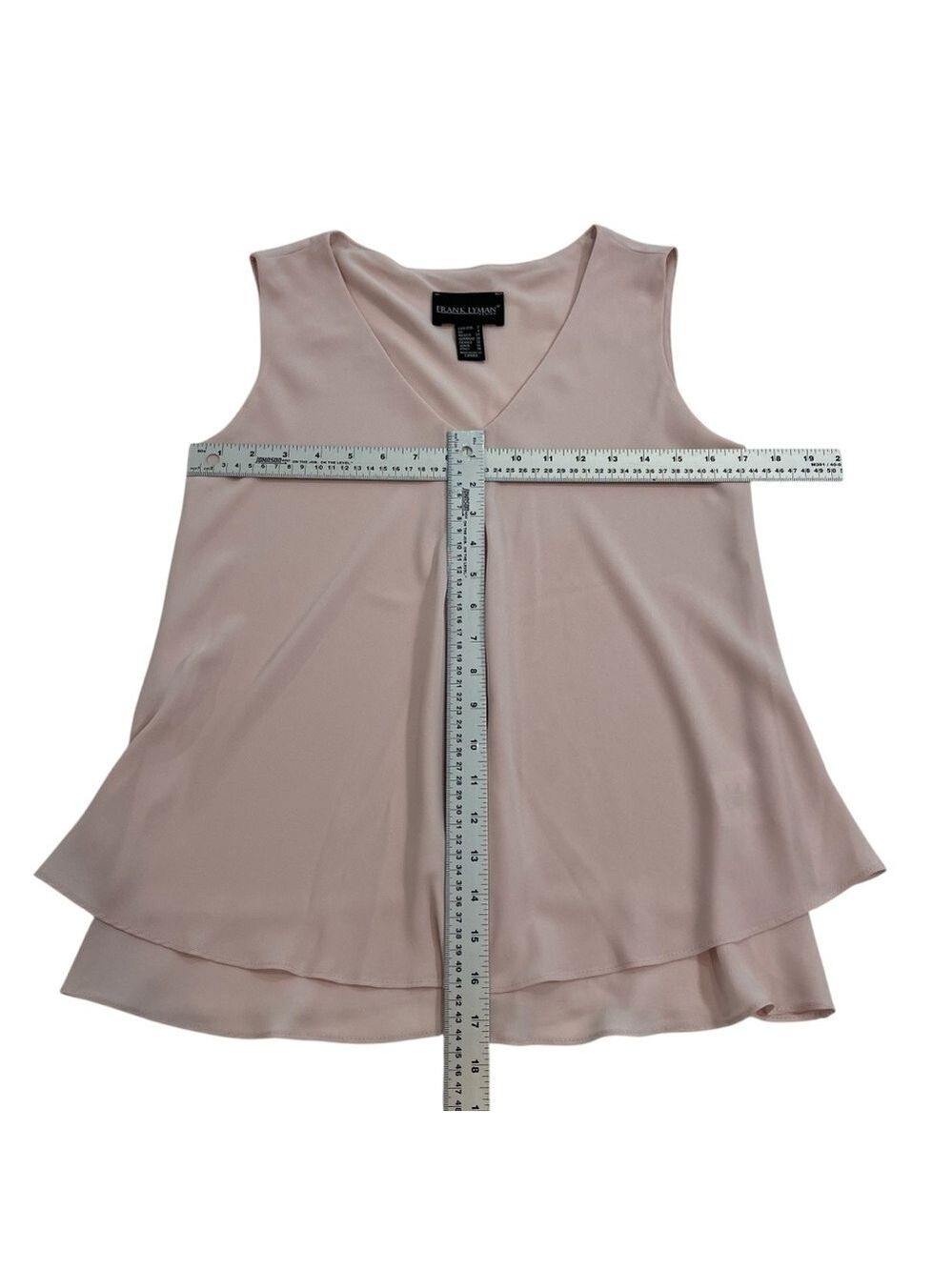 Frank Lyman Designer flowy chiffon top powder pink sleeveless V neckline size 2 - Picture 10 of 14